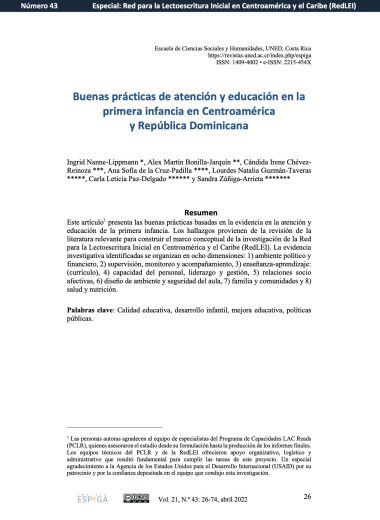 Buenas prácticas de atención y educación en la primera infancia en Centroamérica y República Dominicana